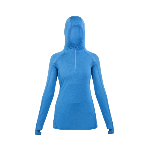 Polera Dry Fit Hw Spx C/ Gorro Manga Larga Mujer Electric Blue