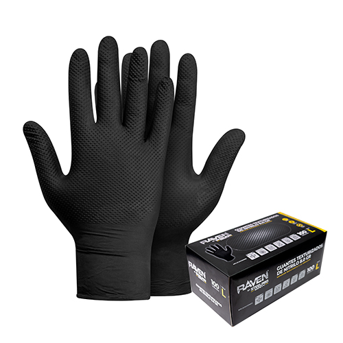 Guante Raven Nitrilo Texturizado 8.0 Gr (Caja 100 Unidades ) Negro
